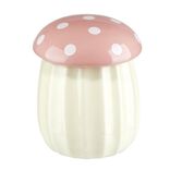 Bougie d&eacute;corative parfum floral forme champignon rose et blanc 35H