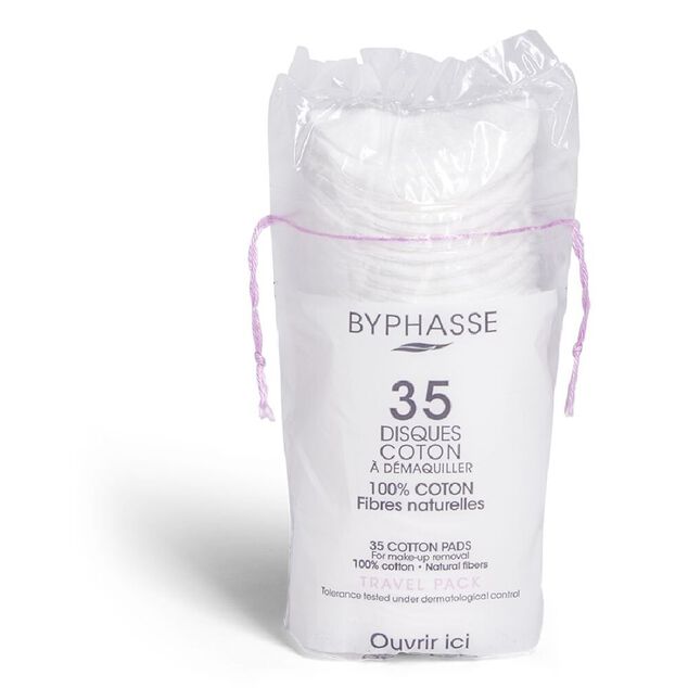 Sachet de 35 disques de coton &agrave; d&eacute;maquiller Byphasse