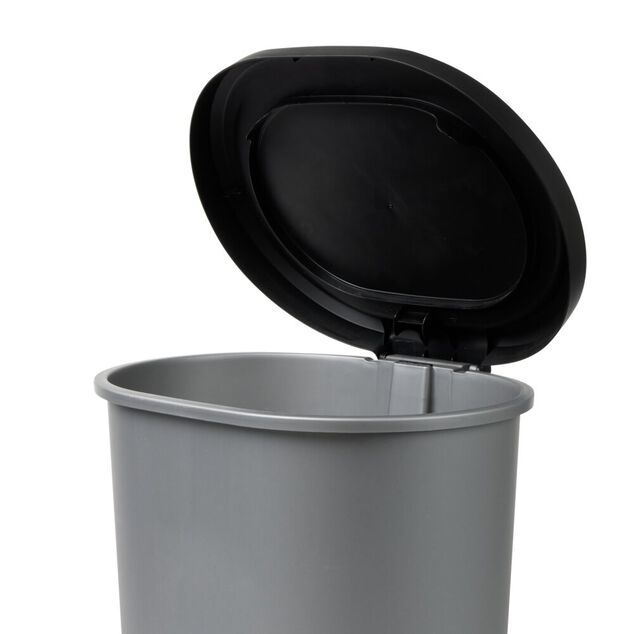 Poubelle &agrave; p&eacute;dale 27L plastique noir et gris clair 37x30xH46cm