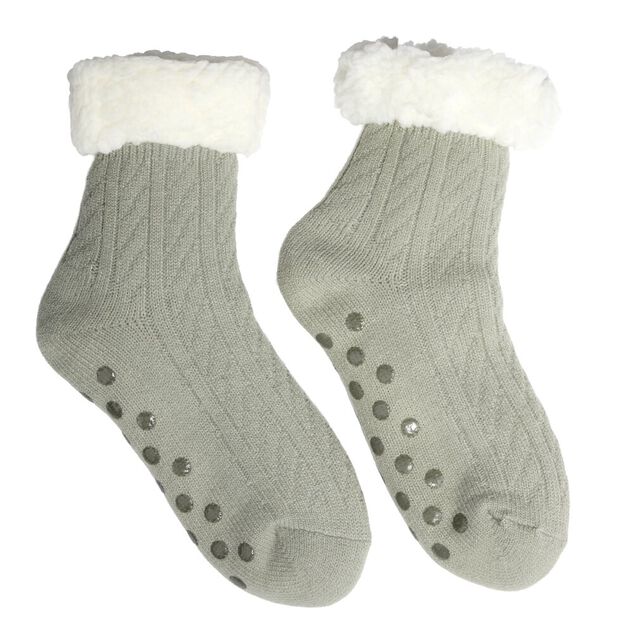 Chaussettes polaires femme antid&eacute;rapantes grises Taille unique