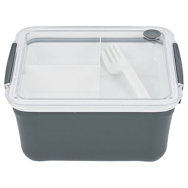 Lunch box 2 niveaux plastique gris 95cl