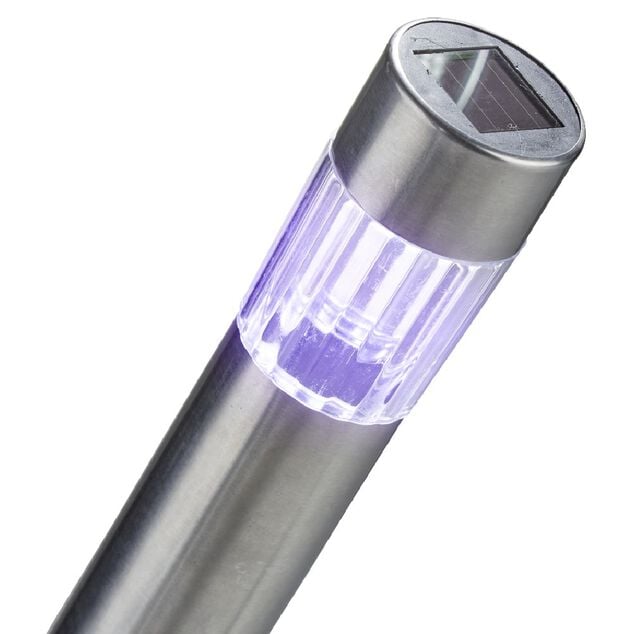 Borne solaire argent&eacute; &agrave; planter 1 LED blanc froid