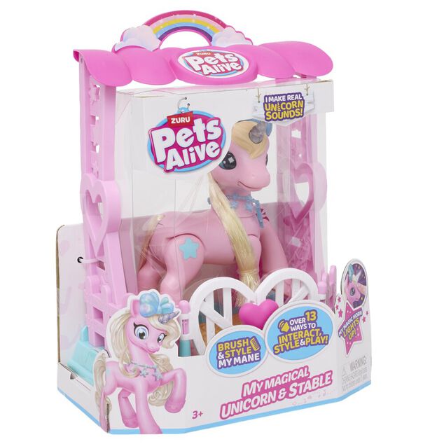 Ma licorne magique et son &eacute;curie Little Pet LED et son plastique rose H29cm