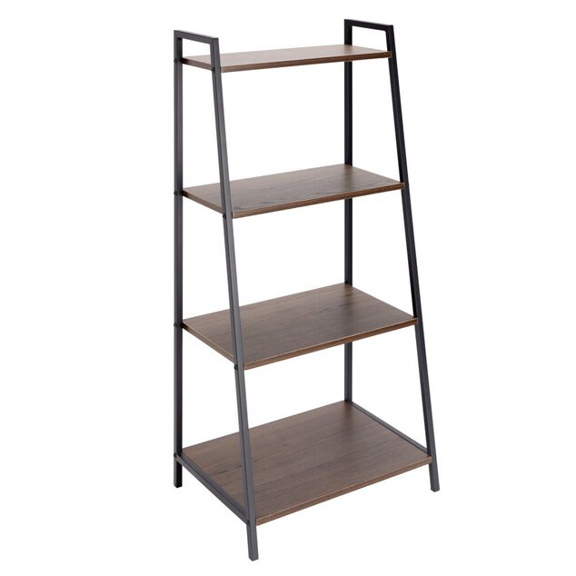&Eacute;tag&egrave;re Luffi 4 niveaux m&eacute;tal noir et marron 43x30xH90cm