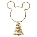 Cimier tête de sapin Noël Disney forme Mickey doré pailleté H15cm