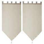 Vitrage &agrave; pattes voile uni taupe finition pointe pompon 60x120 cm x2