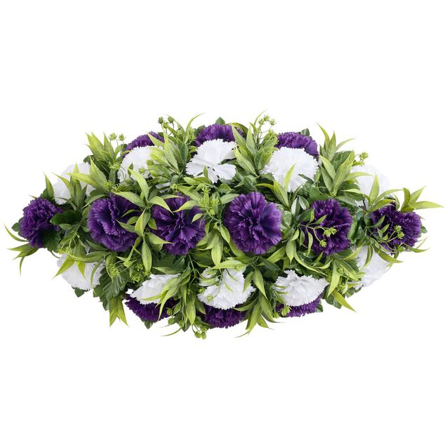 Gerbe chrysanth&egrave;mes 22 tiges violet et blanc 70x40xH20cm