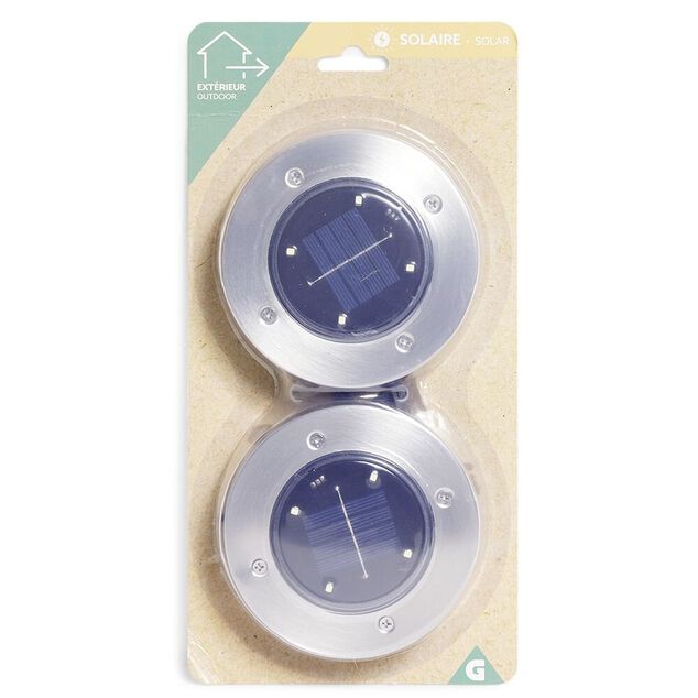 Spot solaire encastrable LED blanc froid à planter x2