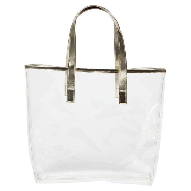 Sac de plage transparent avec pochette dor&eacute;