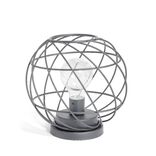 Lanterne LED sph&egrave;re ajour&eacute;e m&eacute;tal noir &Oslash;16xH17cm