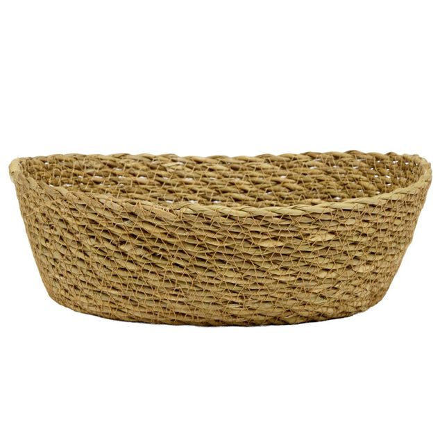 Pani&egrave;re ovale en jute Typha marron 25x17xH8cm