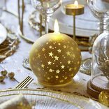 Bougie lumineuse forme boule de Noël en verre doré Ø10xH13cm