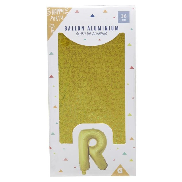 Ballon forme lettre R aluminium (2 modèles argenté ou doré)