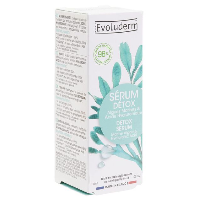 S&eacute;rum d&eacute;tox Evoluderm algues marines et acide hyaluronique 30ml