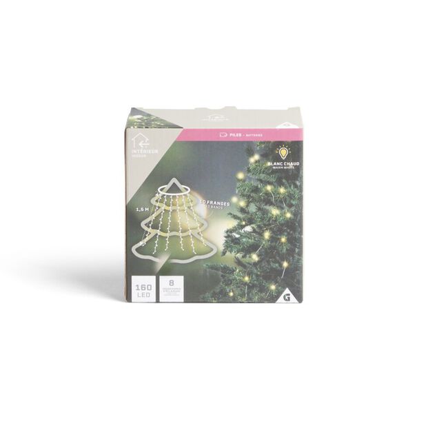 Anneau lumineux pour sapin 10 franges 160LED blanc chaud
