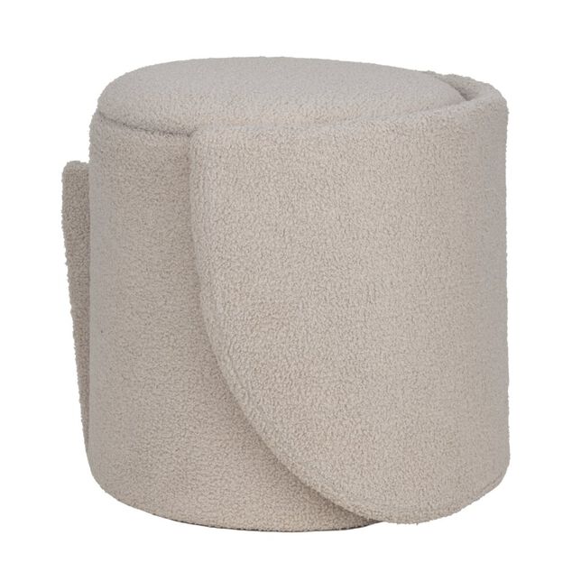 Fauteuil coffre rond amovible Clara tissu bouclette beige 48,5x45xH75cm