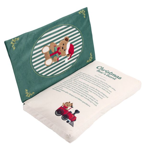 Coussin rectangulaire forme livre conte de No&euml;l L30X50XH5 cm (2 mod&egrave;les rouge ou vert)