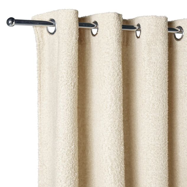 Rideau &agrave; oeillets bouclette polyester beige 140x240cm
