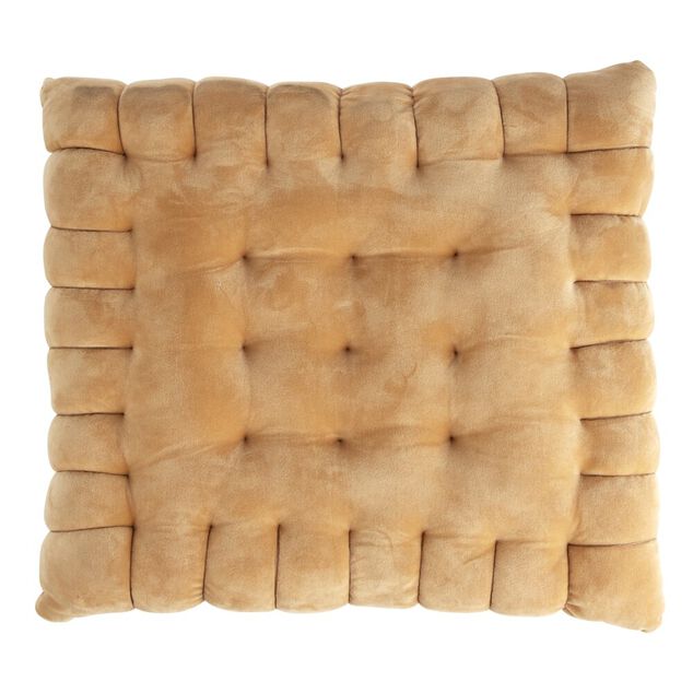 Coussin carr&eacute; forme biscuit au beurre marron 40x40cm