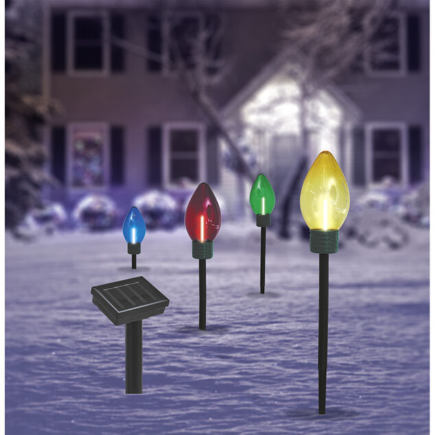 Borne solaire 1LED blanc chaud H53,5cm x4