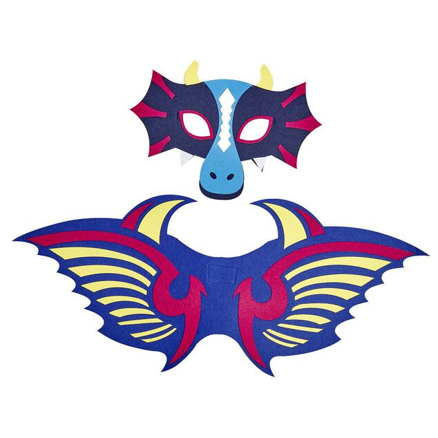 D&eacute;guisement masque et aile de dragon feutrine