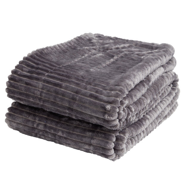 Plaid sherpa flanelle gris 130x160cm