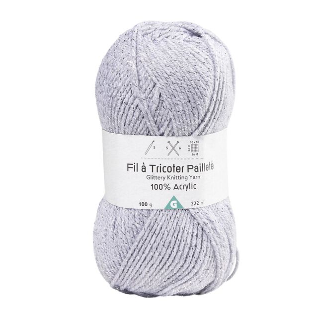 Pelote de fil &agrave; tricoter acrylique paillettes bleu 100Gr
