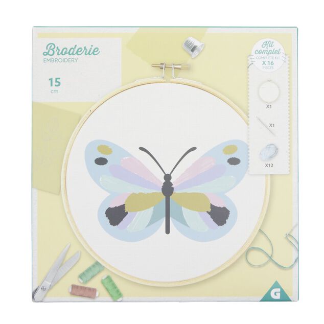 Kit de broderie au fil de coton avec support bois - 3 mod&egrave;les