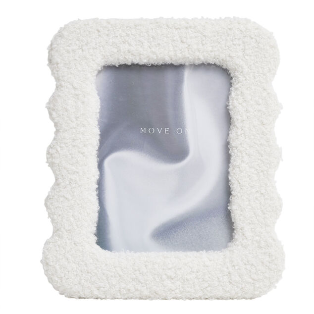 Cadre photo bord ondulé tissu bouclette blanc 20x30cm