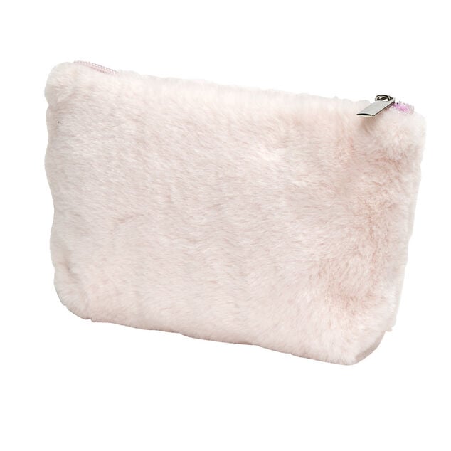 Trousse &agrave; maquillage toucher doux 14x20cm - 2 mod&egrave;les rose ou gris