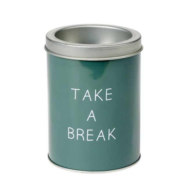 Cendrier rond métal vert Ø7,5xH10cm