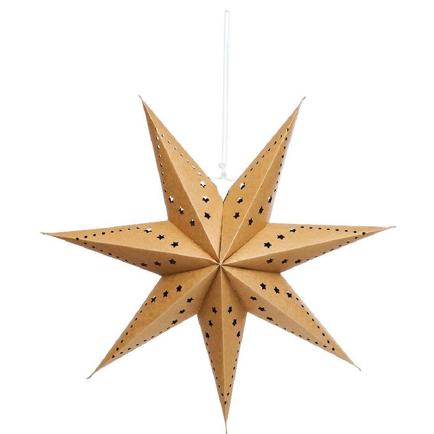 Déco à suspendre étoile 3D papier kraft marron ou blanc Ø50cm