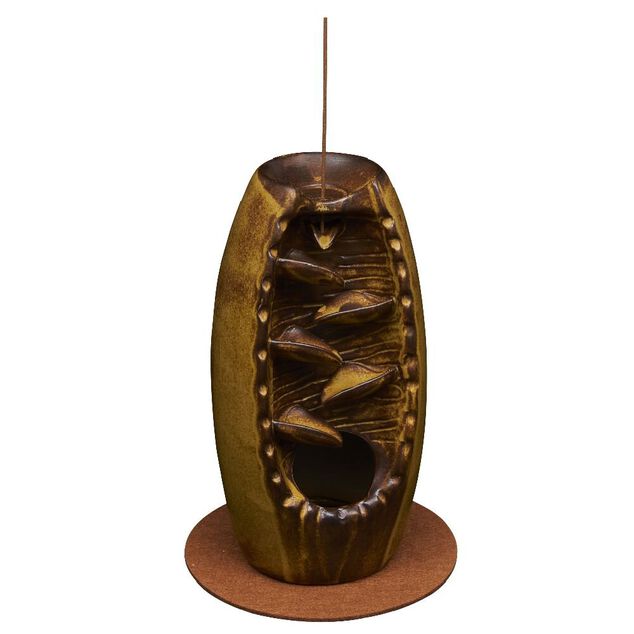 Fontaine &agrave; encens gr&egrave;s marron &Oslash;10xH20cm