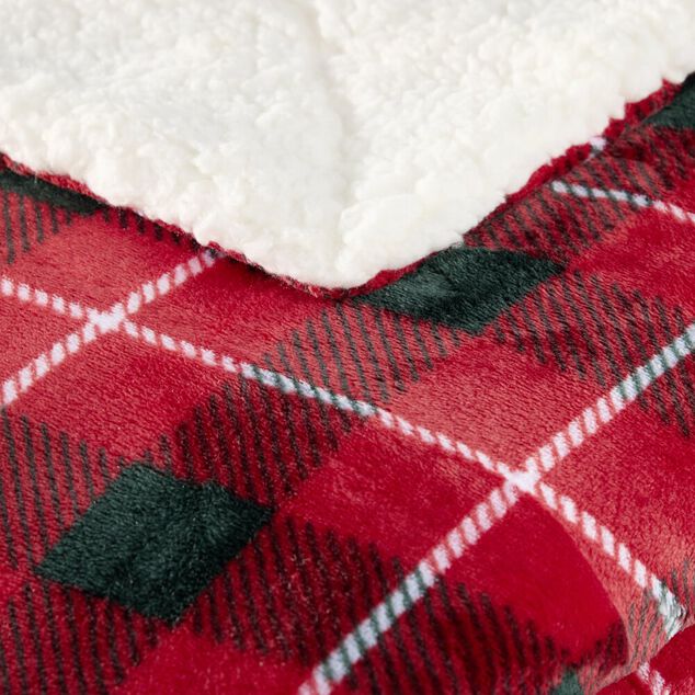 Plaid pilou XL imprim&eacute; motif jacquard L200X180 cm (2 mod&egrave;les rouge ou beige)