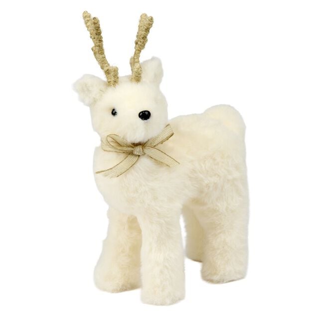 Renne de No&euml;l &agrave; poser effet fourrure H25cm (2 mod&egrave;les)