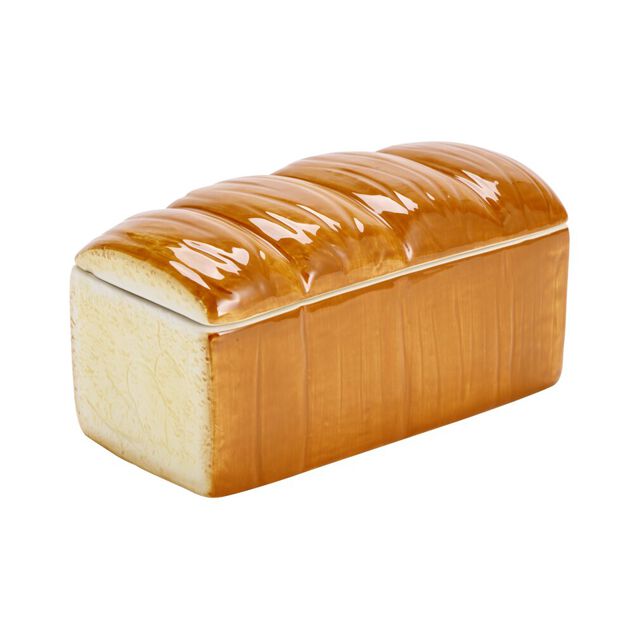 Bo&icirc;te c&eacute;ramique forme brioche marron 18,5x9,5xH9cm