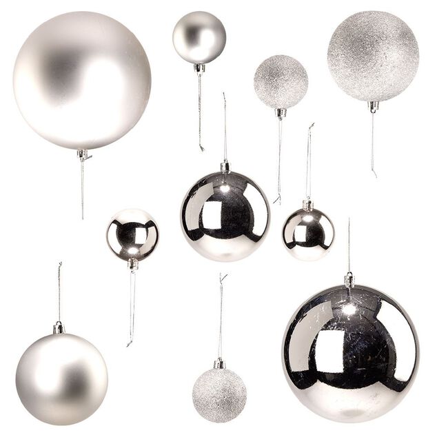 Boule de No&euml;l gris argent&eacute; x15