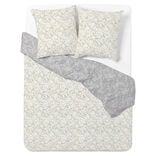 Parure de lit 2 personnes 240x220cm polycoton motif floral rose et gris