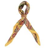 Foulard carr&eacute; tissu imprim&eacute; jaune 45x45cm