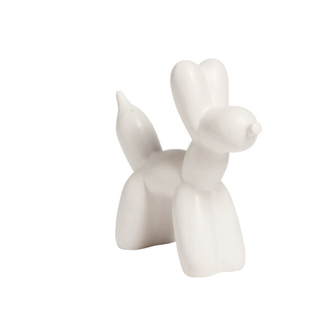 Chien c&eacute;ramique &agrave; poser forme ballon sculpt&eacute; H16,5cm noir ou blanc  - 2 mod&egrave;les