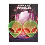 Boucles d'oreilles pendantes alien vert L5cm