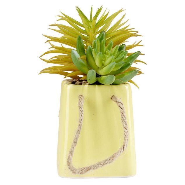 Plante artificielle pot c&eacute;ramique avec corde