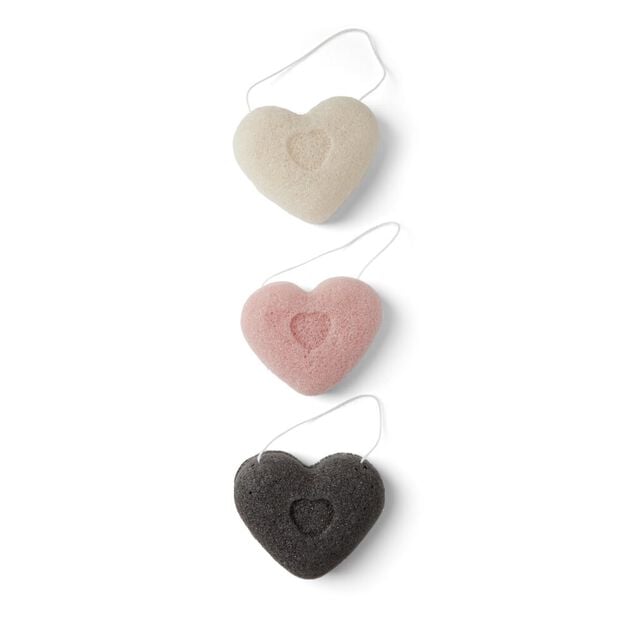 Lot de 3 &eacute;ponges konjac coeur - 3 mod&egrave;les