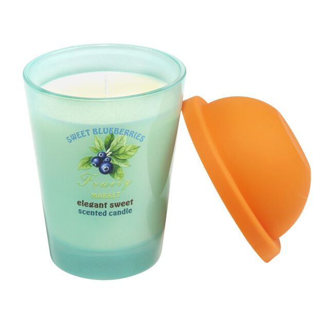 Bougie parfum&eacute;e dans pot verre fa&ccedil;on sorbet senteur fruit &Oslash;9,5xH10cm (3 mod&egrave;les)
