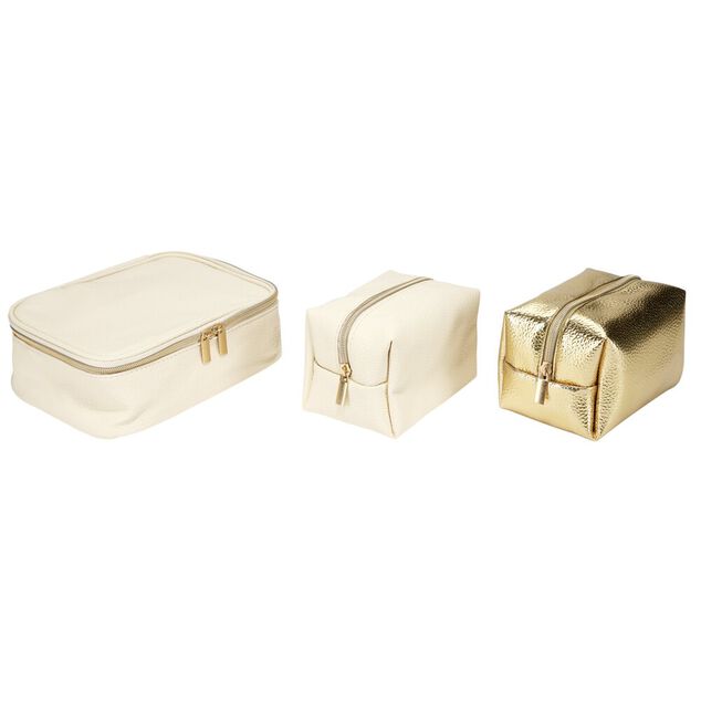 Trousse de toilette 2 compartiments + 3 trousses 22x15xH13cm (3 mod&egrave;les)