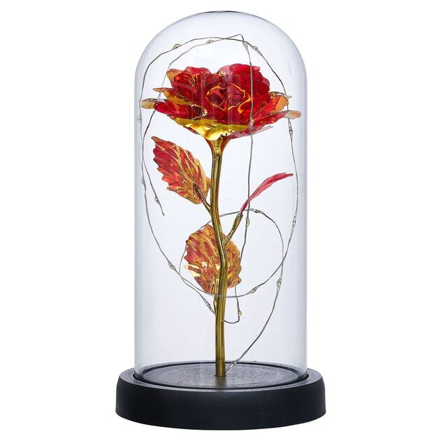 Fleur immortelle LED Dia de los Muertos &Oslash;11xH22cm or et rouge