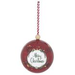 Boule de No&euml;l motif Merry Christmas rouge &Oslash;12cm