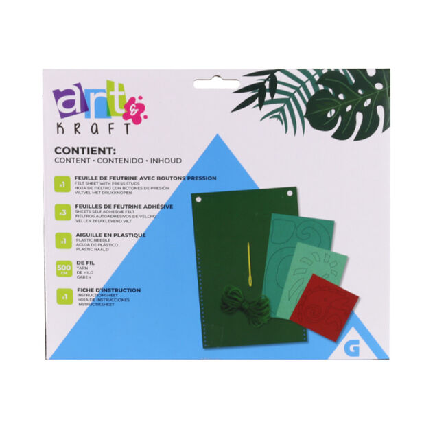 Sac DIY en feutrine à coudre motif caméléon vert et rouge