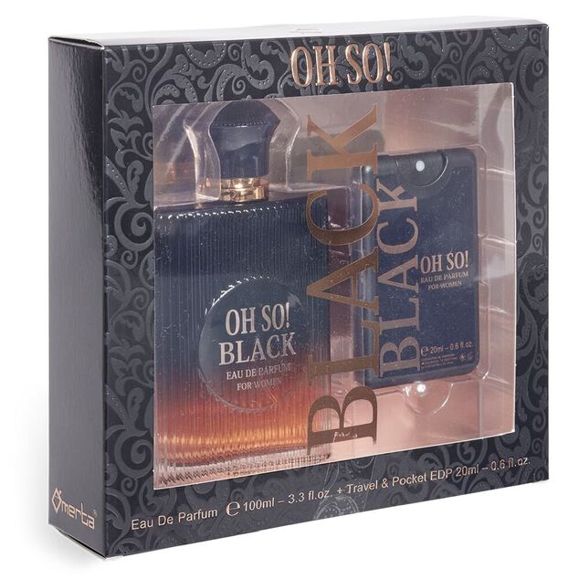 Coffret eau de parfum femme OH SO BLACK 100ml avec flacon de poche 20ml
