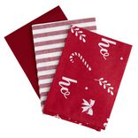 Torchon No&euml;l x3 uni et &agrave; motif rouge et blanc 45x65cm